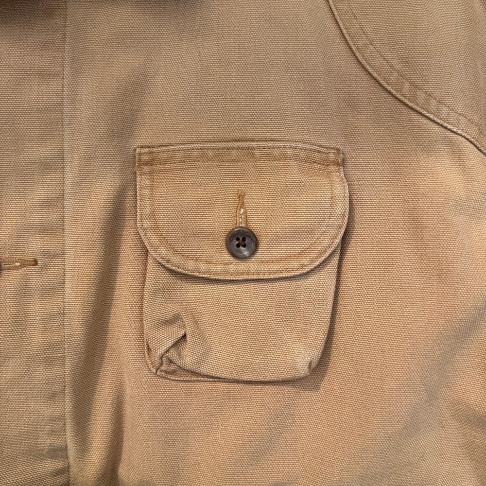 VTG Polo Ralph Lauren Mens Tan Cotton Work Chore Hunting Field Jacket Size XL - Picture 3 of 6